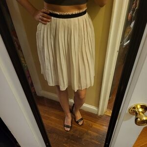 Pins & Needles Cream Pleated Skirt with Black Waistband